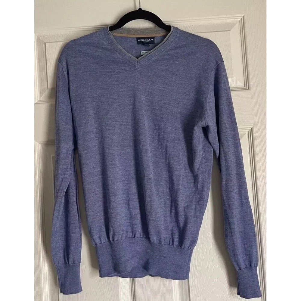 Peter Millar‎ Sweater Men's Medium Merino Wool Silk Pullover VNeck Golf Casual